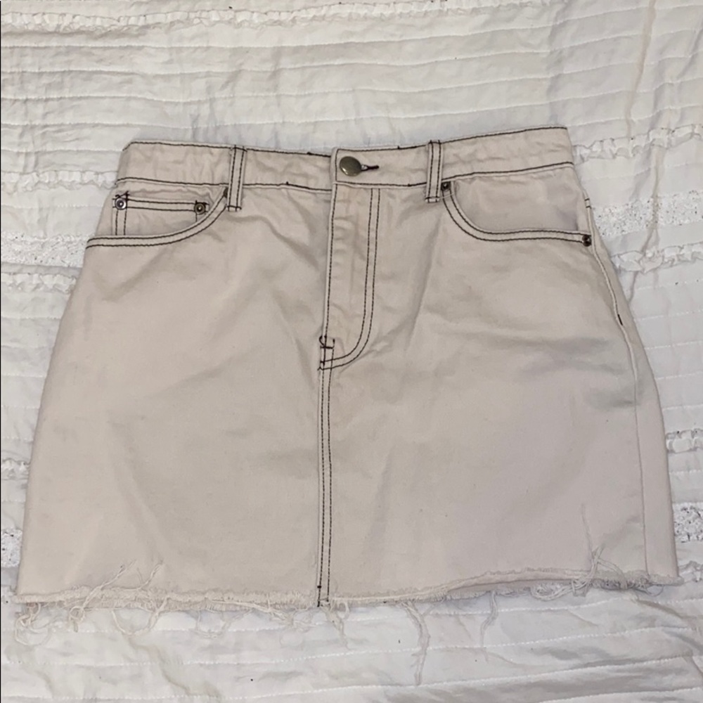 off white cream jean skirt
